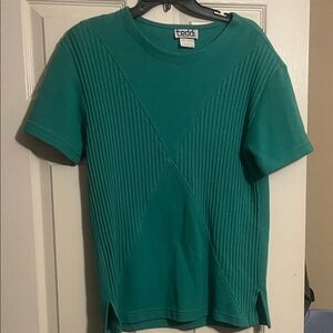 Teddi Vintage  Teal Ribbed Short Sleeve Top